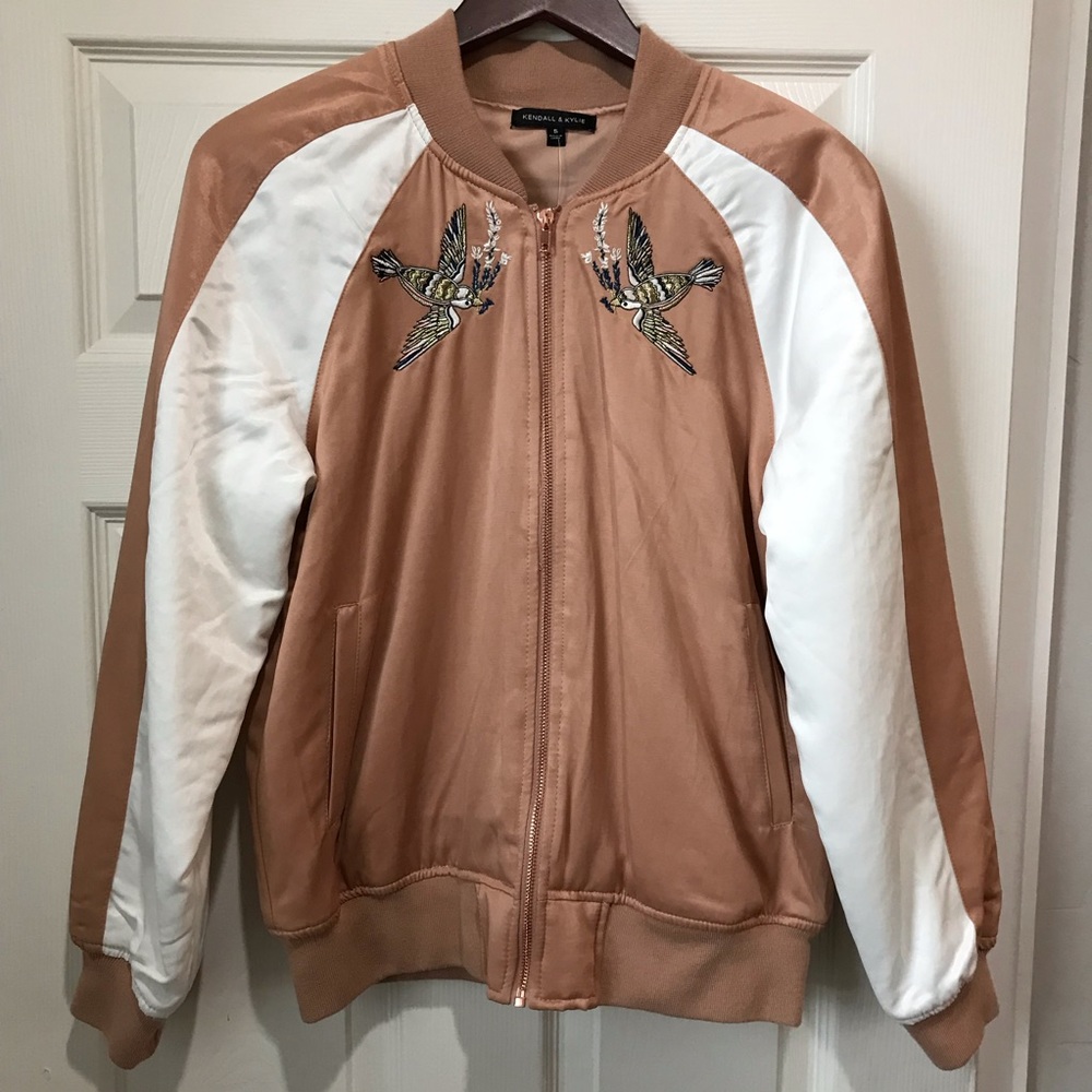 Kendall and Kylie Satin Bomber Freedom Jacket